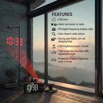 Digital LED clock radio with GreenBlue projector, FM, RIZGBEGB172
