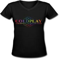 GD Women's Coldplay a Head Full of Dreams Tour V Neck T-shirt Black S juoda