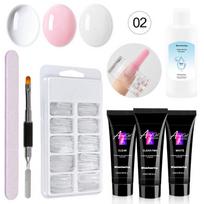 15 ml nagų dailės priauginimo klijų rinkinys, nagų liejimo formos dvigubos galvos šepetėlis Nail Art Crystal priauginimo klijų rinkinys, krištolinių klijų rinkinys