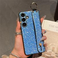 Luxury Diamond Wrist Strap Holder Case For Samsung S25 Ultra S24 S23 S22 S21 Plus Bling Rhinestones Camera Protection Soft Cover Galaxy S21