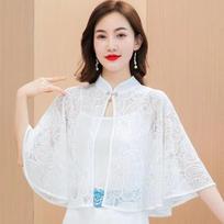 2023 m. didelio dydžio nėrinių skraistė su cheongsam tipo maudymosi kostiumėliu moterims - Apsauga nuo saulės viršutinis drabužis One Size (Fits 70-190 jin)