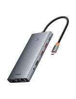 13in1 HUB adapteris PortalJoy Series USB-C HDMI DP VGA USB-A PD RJ45 SD TF AUX – pilka