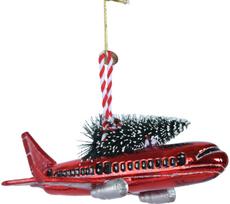 Kalėdinis žaisliukas Plane, stiklinis