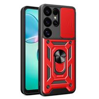šarvuotas Dėklas Su Fotoaparato žiedo Stovu "samsung Galaxy S25 Ultra Hybrid Armor Camshield" - Raudonas