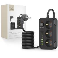 Maitinimo Juostos 3 Lizdų Ilgintuvas 240v Usb-a Usb-c 2 M - Juodas