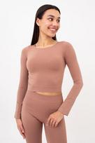 Trumpas ilgarankovis topas CROP TOP Giulia, spalva mokko