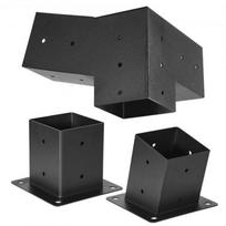 Pergolos laikiklių rinkinys, 3 krypčių įstrižas, skirtas 92x92 mm medienai, juodas, plienas