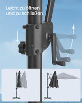 Skėtis nuo saulės 300 cm UPF 50+ su 28 saulės LED lempomis pilkas