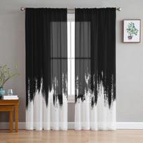 Mėlynos abstrakčios spalvos Permatomos užuolaidos, skirtos svetainei miegamajame Namų dekoravimui virtuvės tiulis langams Voile užuolaidos 135W x 114H(cm)