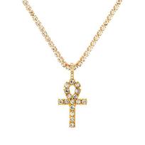 Punk Hip Hop Rhinestone Cross Pendant Necklace for Women Men Bling Iced Out Crystal Chain Choker Necklace Jewelry On The Neck