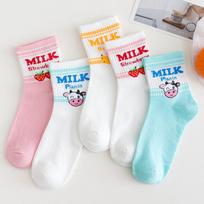 5 poros/rinkinys korėjietiškos moteriškos ilgos kojinės Meia Fun Sun Moon vėjo malūno vaivorykštės rašto medvilninės kojinės
