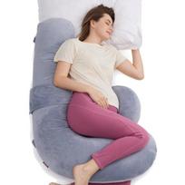 Momcozy nėščiosios pagalvė, F formos, velvet grey