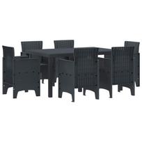 Sodo valgomojo komplektas 7 pcs Antracitas Polt ratanas