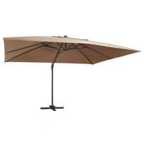 Gembinis skėtis su LED ir aliuminio stulpu, taupe, 400x300cm