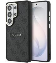 Juodas dėklas Samsung Galaxy S26 Ultra telefonui "Guess PU Leather 4G Gold Frame Magnetic Case"