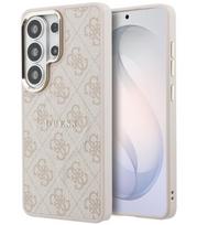 Rožinis dėklas Samsung Galaxy S26 Ultra telefonui "Guess PU Leather 4G Gold Frame Magnetic Case"