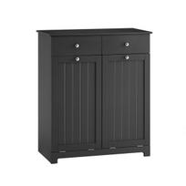 SoBuy Vonios Spintelė BZR33-II-SCH Juoda 78x38x90cm MDF 2 stalčiai 2 krepšiai