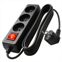 Prailgintuvas su įžeminimu Vayox 3M 3 lizdų su jungtuku 10A IP20 VA0305B Juoda