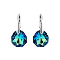 Sidabriniai auskarai moterims DiamondSky „Frozen Edges (Bermuda Blue)" su Swarovski kristalais
