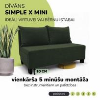 Dvivietis išskleidžiamas sofos Simple X Mini, Podrez, turkio-žalios spalvos