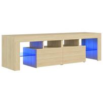 Televizoriaus spintelė su LED apšvietimu, 140x35x40 cm, ruda