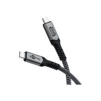 Goobay USB-C™ Cable with Textile Sheath, USB4™, 240 W, 40Gbit/s, Power Delivery, 1.5 m, Black, Grey | Goobay