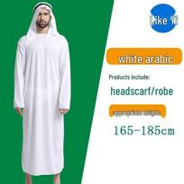 Helovino Dubajaus Šeicho Princas Vyriškas Baltas Vidurio Rytų Kostiumas Cosplay ir Kaukės Baliui One Size
