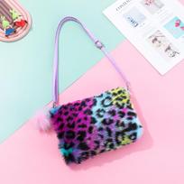 Children's Rainbow Plush Crossbody Bag - Cute Coin Purse & Phone Bag for Little Girls