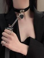 Chokeris BDSM vergų karoliai PU odos Helovino apykaklės Karoliai moterims Gotiška Chokerio papuošalai Reguliuojama Punk apykaklė