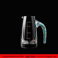 Gold Foil Crystal Mountain Glass Baijiu Decanter Set with Handle - Chinese Style Shot Glasses and Liqueur Cups