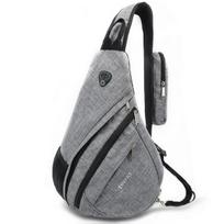 TINYAT New Man Sling pečių krepšys nuo vagystės Crossbody krepšys, skirtas 9,7 colio USB įkrovimui vandeniui atsparus Travel Messenger laisvalaikio krūtinės krepšys Without USB pilka spalva