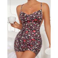 New one-piece women's halter, sexy shoulder straps, waist and thin holiday dress S