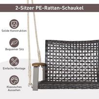 Costway siūbuojamas suoliukas lauko pakabinamam suolai iš PE rotango su 2 virvėmis 131 x 68 x 54 cm