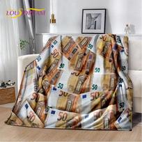 Rich Dollar Euro Pound Money 3D Animacinių filmų antklodė, Minkšta antklodė namuose Miegamojo lova Sofa Piknikas Biuro kelioninis užvalkalas Dovana vaikui 75x90cm