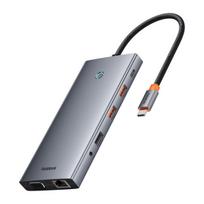 BASEUS šakotuvas 13in1 USB-C į HDMI DP VGA C USB PD RJ45 SD TF 3.5MM kompiuteriui