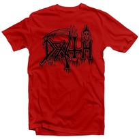 DEATH Klasikinis logotipas (Juoda ant raudonos) Marškinėliai NAUJA! Relapse Records TS4213 Unisex Marškinėliai XXXL