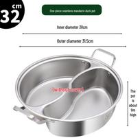 304 Stainless Steel Induction-Compatible Hot Pot for Shabu-Shabu - Dual Section Design, Flavor-Safe, Household Use Integrated, no welds, no flavor transfer gray