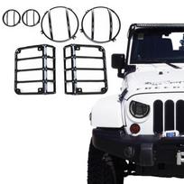 Juodi žibintų apsaugų rinkiniai 8 vnt./rinkinys Jeep Wrangler JK 2007-2017 automobiliui Priekinių žibintų Galinių žibintų Posūkių žibintų apsaugos dangteliai