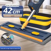 Jia Chuang 42CM Rankų nereikalaujantis sugeriantis plokščias šluostas namų valymui 42*11 Replacement Cloth x5 tamsiai mėlyna spalva