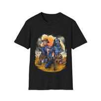 Fallout ir Futurama Futurout marškinėliai Unisex Medvilniniai Juodi Marškinėliai LI1432 Unisex Marškinėliai XL