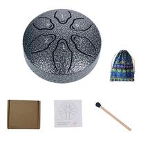 Plieninio liežuvėlio būgnas Nešiojamas lietaus būgnas Hand Pan būgnas Perkusiniai muzikos instrumentai 3 colių 6 natos Jogai Meditacijai Muzikinis žaislas sidabras