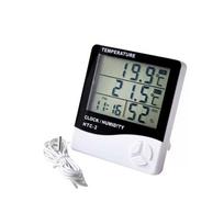 HTC-2 Digital Thermohygrometer: Large Screen Indoor/Outdoor Clock & Thermometer with Probe HTC-2 without Battery