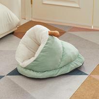 Plush Thickened Winter Dog House: Warm Enclosed Bed for Small Dogs & Cats Small: 40x30x25 pilka spalva