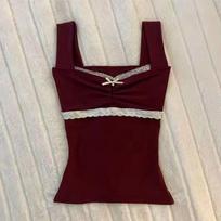 Y2K Harajuku Nėrinėltas Kaspinas Camisole - Aštrus Mergaitės Retro Vasaros Viršus Large pilka
