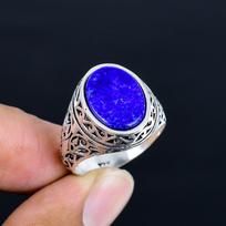 Lapis Lazuli vyriškas žiedas 925 prabos sidabras Vintažinis filigraninis antspaudinis žiedas Antikinis mėlynas brangakmenio papuošalas vyrams Retro statement dovana 6