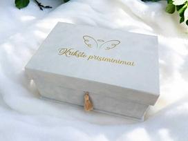 Veliūrinė dėžutė - krikštadėžė „Krikšto prisiminimai“