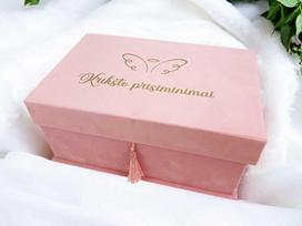 Veliūrinė dėžutė - krikštadėžė „Krikšto prisiminimai“