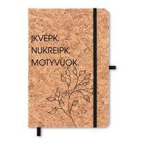 Užrašų knygutė kamštiniu viršeliu „Įkvėpk, nukreipk, motyvuok“