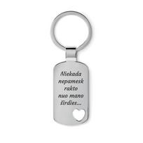 Metalinis raktų pakabukas su širdele „Niekada nepamesk rakto nuo mano širdies“