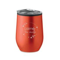 Dvigubų sienelių kelioninis puodelis „Laimė - tai meilė“ (350ml)